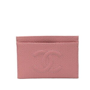 Chanel Coco Mark Business Card Holder/Card Case, Pink Caviar Leather, Women's...
